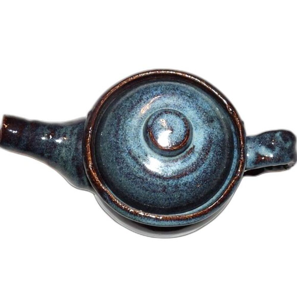 Handmade Blue Teapot Ceramic Decorative  One of a kind Clay Hobbyist Signed WRL - Picture 2 of 5